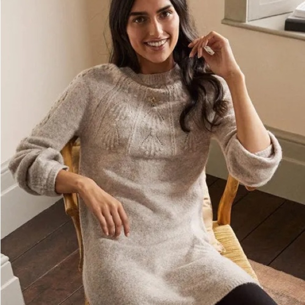 Boden Cable Knitted Dress in Oatmeal